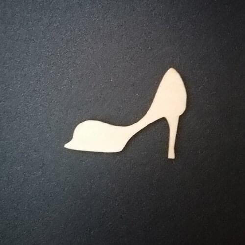 50pcs Blank Unfinished High Heel Shoe Laser Cut Out Wooden Shoes Shape Tags Craft Supply