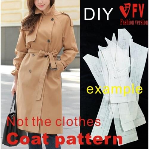 Raglan sleeve windbreaker pattern design drawing long coat garment sewing drawing BFY-267