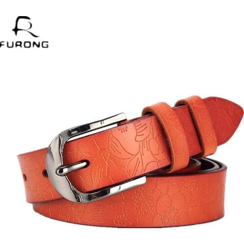 Designer Genuine Leather Women Belt 5 Colors Pin Buckle 100% Cow Skin Embossing Belts Ladies Strap Fashion Accessories Feminios