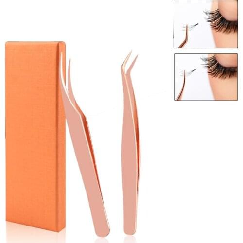 Eyelash Tweezers Nipper Kit Eye Makeup Lash Tweezers Stainless Steel Pointed Clip Makeup Nippers Tools with Case