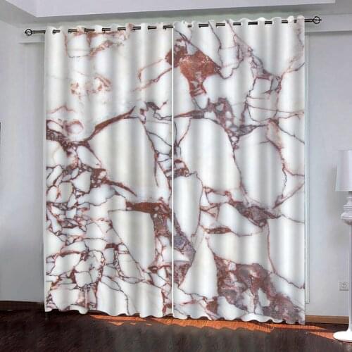Customized size Luxury Blackout 3D Window Curtain For Living Room Bedroom Wine red marble pattern decor