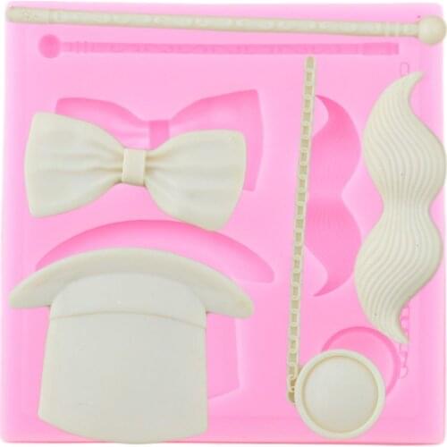 DIY Magic Hat Mustache Bow Silicone Molds Candy Polymer Clay Fondant Mold DIY Cake Decorating Tools Chocolate Gumpaste Moulds