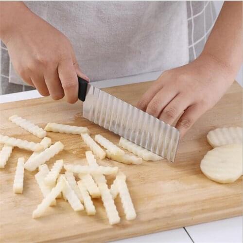 Stainless Steel Potato Chip Slicer Dough Vegetable Fruit Crinkle Wavy Slicer Knife Potato Cutter Chopper French Fry Maker