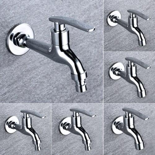 Faucets Chrome Brass Outdoor Garden Faucet Wall Mounted Bathroom Corner Washing Machine Faucet Bath Toilet Long Mop Pool Taps