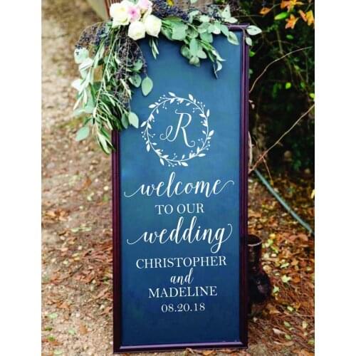 Wedding Sign Decals - Welcome Rustic Wedding Decor - Monogram Name Decals - Custom DIY Wedding Sign Decals WD13