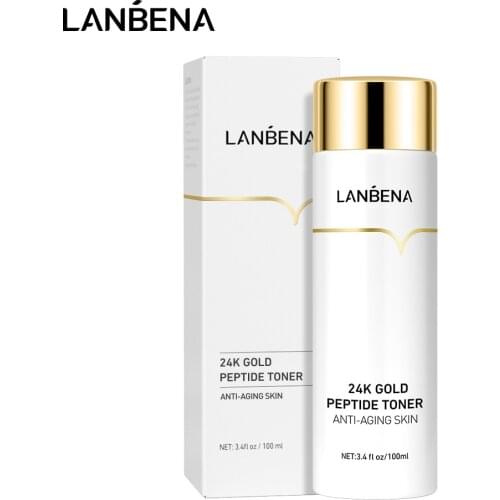 LANBENA 24k Gold Peptide Toner Anti Aging Face Serum Untuk Pemutih Kulit Smprove Kerut Pelembab Facial Dullness Skin Care 100ml