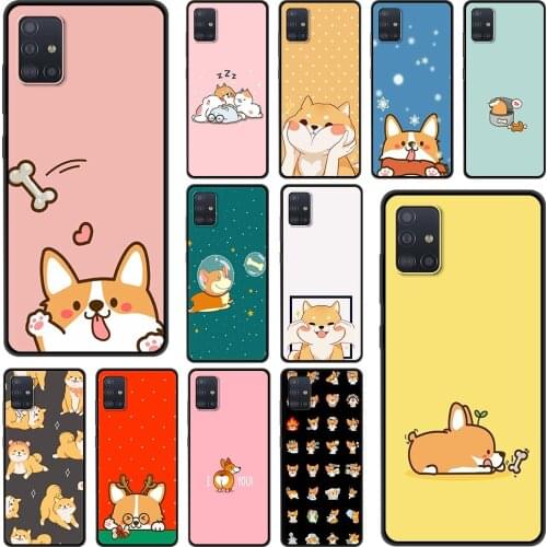 Corgi Cartoon Dog Shockproof Case For Samsung A51 A71 A21S Bag Fundas Soft TPU Black Cover For Samusng A01 A11 A31 A41 M31 Shell