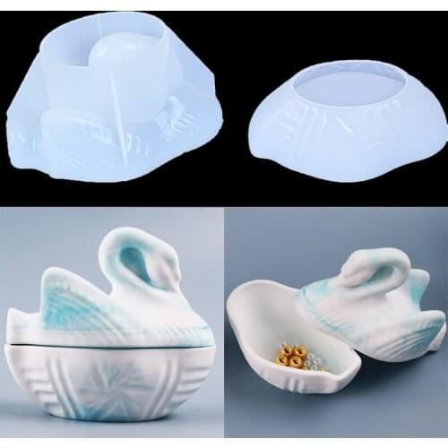 Swan Jewelry Storage Box Silicone Mould for Diy Handmade Plaster Epoxy Crystal Resin Mold Crafts Home Decoretion Newest