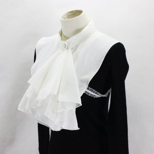 Women Tie Detachable Collar Vintage Plaid bow decorative collar lace wood ear Retro court exaggerated chiffon shirt collar