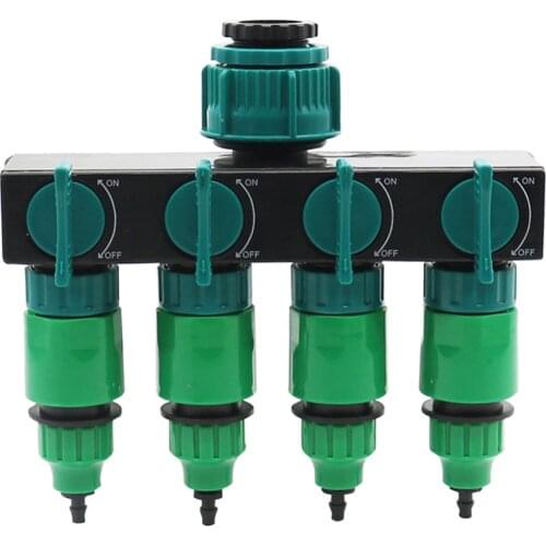 1 Set 1" To 3/4" To 1/2" European Standard Internal Thread 4-Way Hose Splitters With 4 Pcs 4/7mm 8/11mm Hose Quick Connectors
