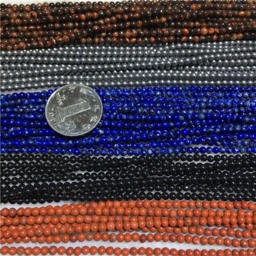 3MM 1Strand-128Pcs 100% Natural Tiger Eye Stone Raw Lapis Lazuli Black Bead Strands Jewelry Loose Beads