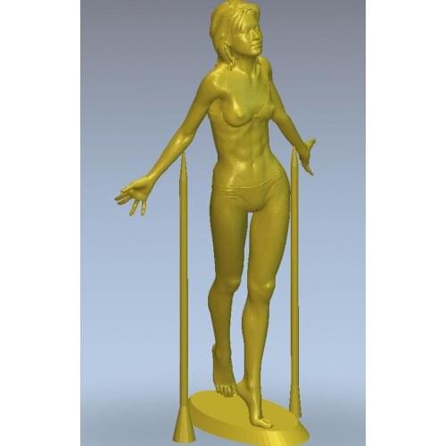 3d model relief for cnc in STL file format Girl with sticks