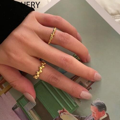 ANENJERY 925 Sterling Silver Irregular Ring For Women French Temperament Open Rings Party jewelry Wholesale