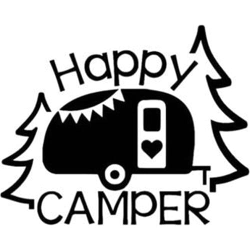 Black/Sliver Happy Campers Decal Car Window Truck Glass Motorcycle Bumper Vinyl Decals Car Sticker Car Styling C257