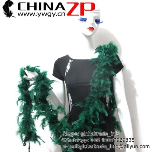 CHINPAZP Factory 40g 10yards/lot Good Quality Dyed Peacock Green Turkey Feather Chandelle Boa