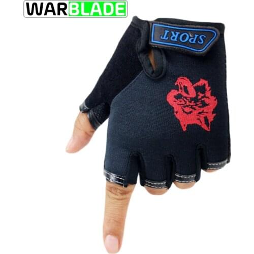 WarBLade Half Finger Gloves Cycling Wolf Pattern Non-slip Elastic Gloves for Kids Children 4-12 Years old Guantes Ciclismo