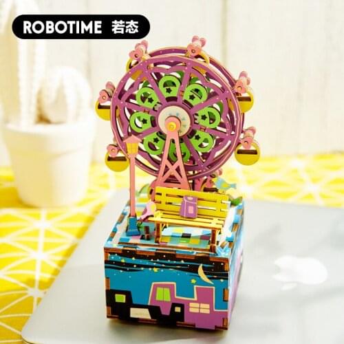 DIY handmade wooden music box carousel music box creative 3d three-dimensional puzzle