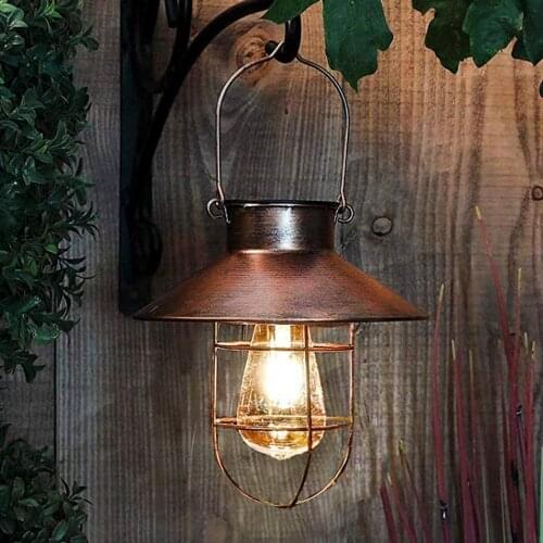 Retro Solar Lantern Outdoor Hanging Solar Light Vintage Solar Lamp With Warm White Bulb For Garden Yard Patio Xmas Party Decor