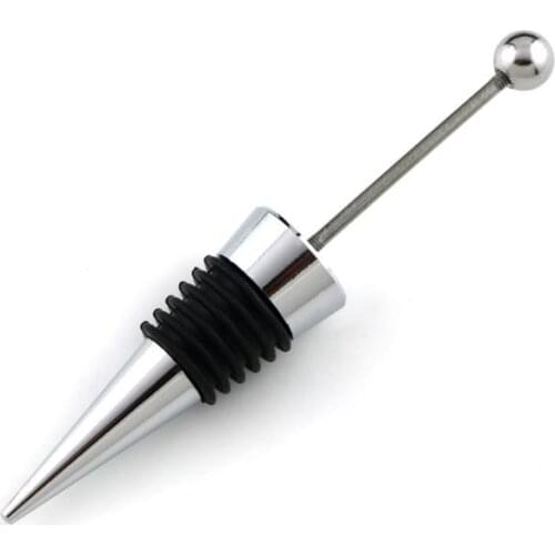 Gadget Add a bead Jewelry Rhinestone Lampwork Decorative Beaded Wine Bottle Stopper Zinc Alloy Silver Beadable Bottle Stopper SN