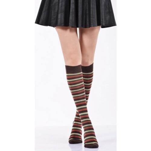 Idilfashion Women Metal Circles Below-Knee Stocking-Brown-B-ART013 (3'LÜ PACKAGE)