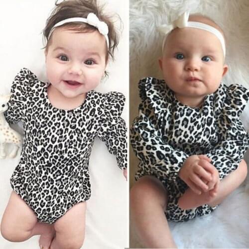 Toddler Newborn Clothes Leopard Print Baby Girls Romper Little Girls Jumpsuit Baby Clothing Outfits 0-24M