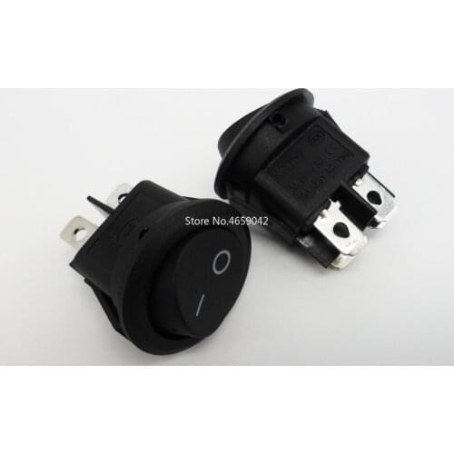 5Pcs 23mm Round Rocker Switch Black 4 Pin 10A/125V 6A/250V AC 2 Position DPDT ON-OFF Snap-in