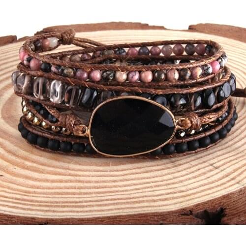 MD Fashion Boho Jewelry Armbander Natural Stones Charm 5X Woven Wrap Bracelets Dropshipping
