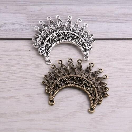 SWEET BELL 4PCS 50*54mm Two Color Necklace Charm Women Jewelry Fashion Porous Connector Pendant Necklace