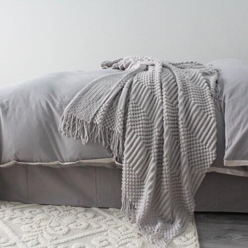Soft Plaid Tassel Blankets Cobertor Bedspread Koc Home Decoration Nordic Casual Knitted Blanket for Beds Sofa Cover