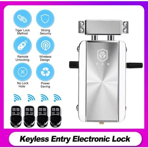 Home Door Lock Kit Remote Control Keyless Entry Electronic Lock Smart Wireless Anti-theft Deadbolt Access Control System