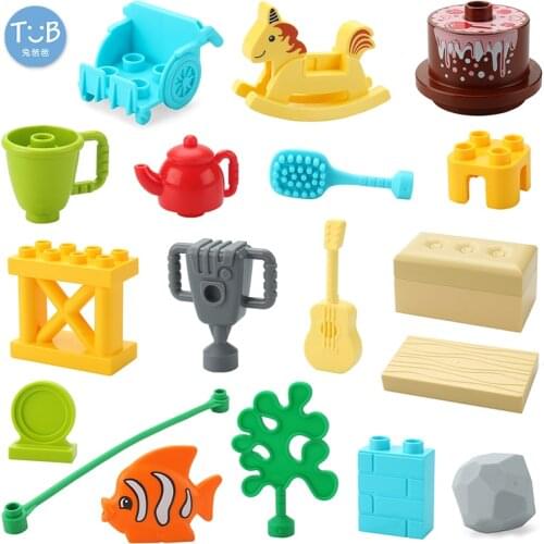New Product Big Building Blocks Furniture Bathroom Sofa Stool Kettle Mirror Accessory Baby Carriage City Brick Children Gift Toy