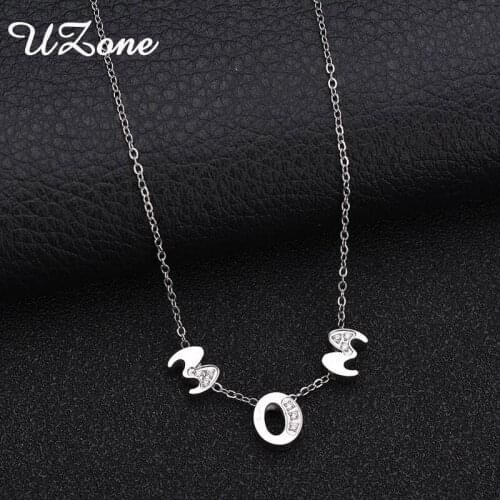 UZone Tiny Letter Collares Necklace Stainless Steel Custom Personalized Name Necklace For Christmas Gift