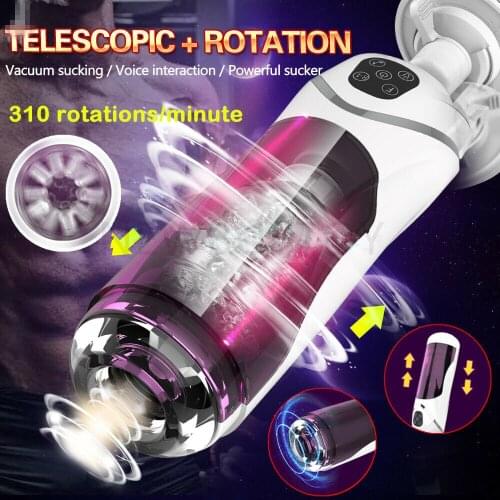 Full Automatic Rotating Male Masturbater Telescopic Adult Stroker Sex Toys Real Vagina Sucking Vibrator Handsfree Sex Machine