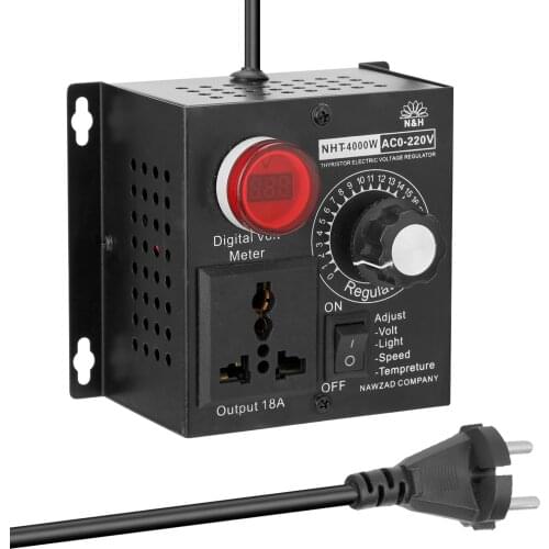 AC 220V 4000W Compact Variable Voltage Controller Portable Speed Temperature Light Voltage Adjuatable Dimmer