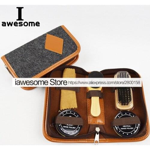 Professional Shoes Care Kit Portable For Leather Shoes Boots Sneakers Cleaning Set Polish Brush Shine Polishing Top quality Tool