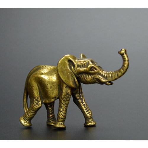 Collectable Chinese Brass Carved Animal Elephant Exquisite Small Statues