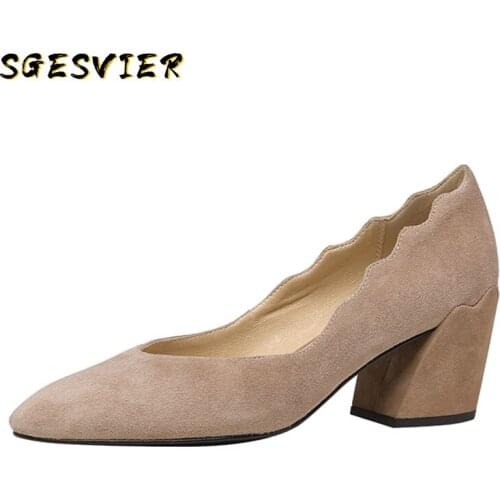 SGESVIER 2021 New Arrival Women Pumps Top Quality Sheepskin High Heels Shoes Summer Shallow Party Wedding Shoes Black