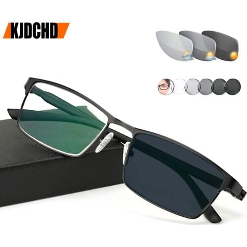 Anti-Blue Rays Sun Photochromic Reading Glasses Man Women Anti-Radiation Glasses Rectangle Spectacles Vintage Computer Glasses
