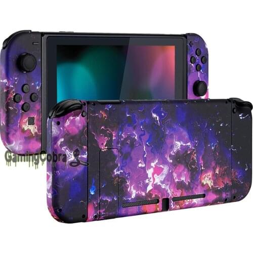 Surreal Lava Soft Touch Back Plate w/ Controller Housing Case w/ Full Set Buttons for Nintendo Switch Handheld Console & Joy-Con