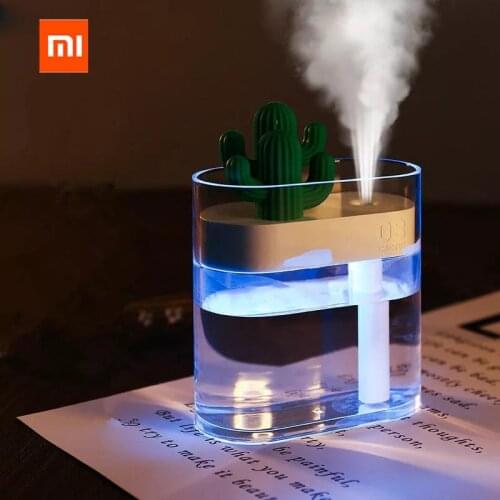 XIAOMI 319 Clear Cactus Ultrasonic Air Humidifier 160ML Color Light USB Air Purifier Anion Mist Maker Water Atomizer