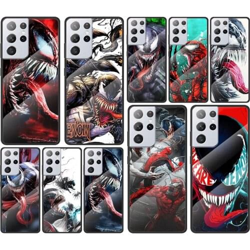 Venom Marvel cool for Samsung Galaxy S21 Ultra Plus A72 A52 4G 5G M51 M31 M21 Luxury Tempered Glass Phone Case Cover