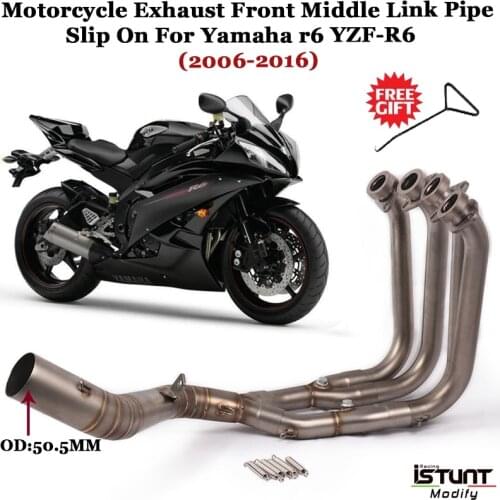 Motorcycle Exhaust System Escape Modified Side Front Middle Link Pipe Slip On For Yamaha YZF-R6 r6 2006 2007 2008 2009 2010-2016