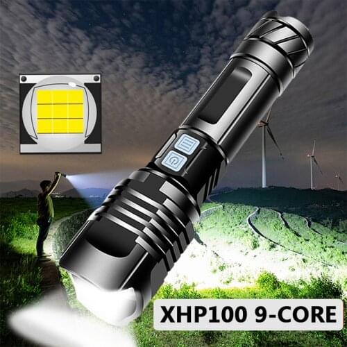 XHP100 9-core High Quality Powerful Tactical Led Flashlight XHP70.2 Zoomable Torch Usb Rechargeable 18650 26650 Battey Lantern