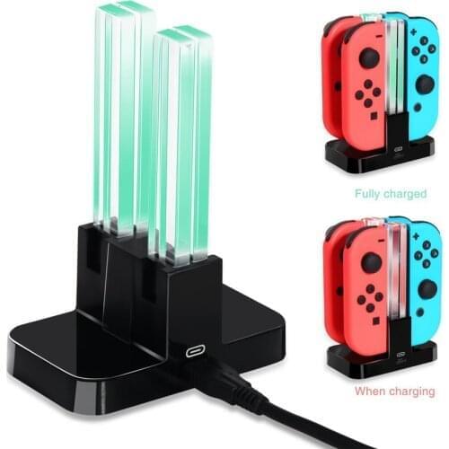 4 in 1 Controller Charger For Nintendo Switch 4 Joy-Con Controllers Charging Cradle Dock Station LED indication Charger Stand