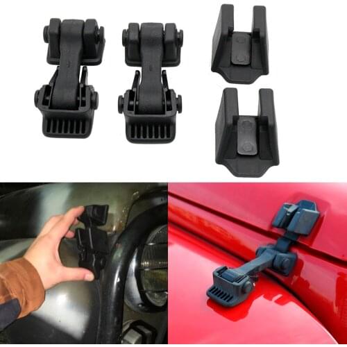 1set Black ABS Engine Lower Hood Latch+Upper Hood Catch Bracket for Jeep Wrangler 1997-2006 TJ Parts Hood Latch