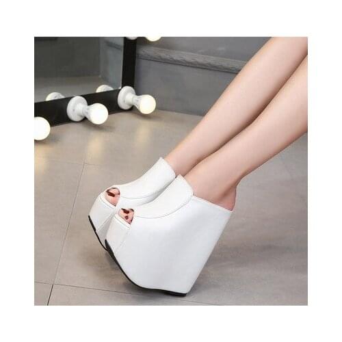 New Summer Wedge Slippers High Heels 15/18CM Muffin Thick Platform Heel Women Slippers Casual Female Ladies Fish Mouth Shoes