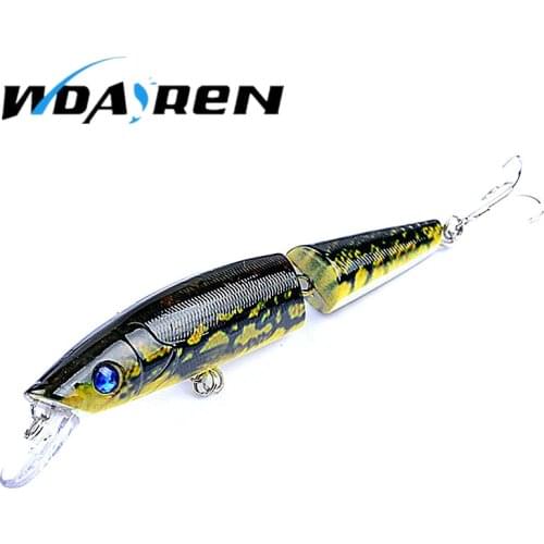 1pcs 2 Segment bait Hard Bait 14cm 21.7g Wobblers Artificial Fishing Lifelike Painting Lure 4# hook 5 Color 3D Eyes FA-429