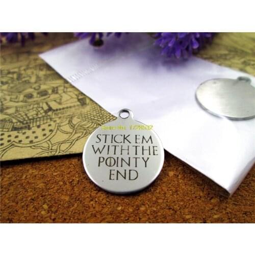 20pcs--20mm stainless steel circle round "DTICK EM WITH THE POINTY END"one side DIY Charms Pendants