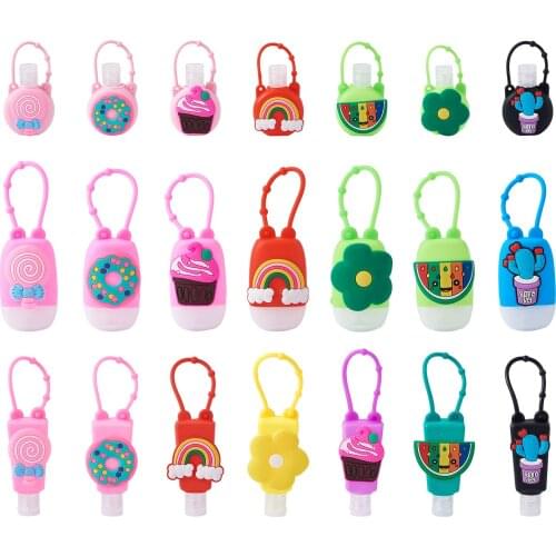 21pcs /Set Colorful Cute Portable Plastic Refillable Bottle Squeeze Bottles with Silicone Cover Mixed Shape