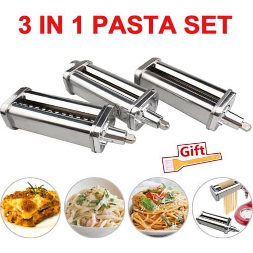 3pcs/set Pasta Roller & Cutter Attachments 3-in-1 Set for KitchenAid Stand Mixers Stainless Steel Noodle Pasta Maker